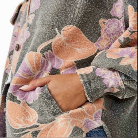 NWT Free People oversized Printed Ruby Jacket in Charcoal - Picture 8 of 13